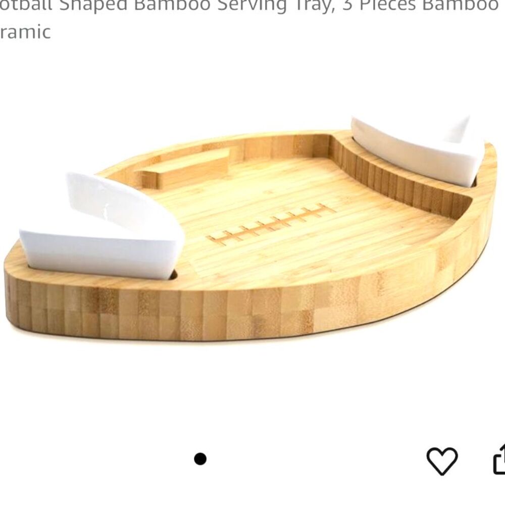 Football Shaped Bamboo Serving Tray